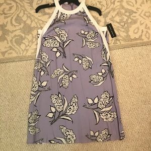 Purple and White Floral Print Dress